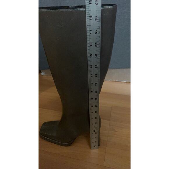 Jeffrey Campbell Womens Leather Maximal High Block Heel Boots Olive Size 9.5 - Picture 11 of 12